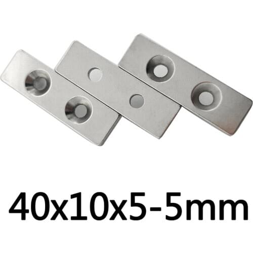 10-100pcs Power Magnetic 40x10x5mm Hole 5mm Strong Square NdFeB Rare Earth Magnet 40*10*5 mm 2holes 5 Neodymium Magnets