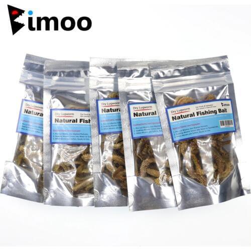 Bimoo 5 Bags Dry Lugworm / Sand Worm Fishing Bait Saltwater Freshwater Fishing Lures for Whiting Bream Trevally Flathead Fishing