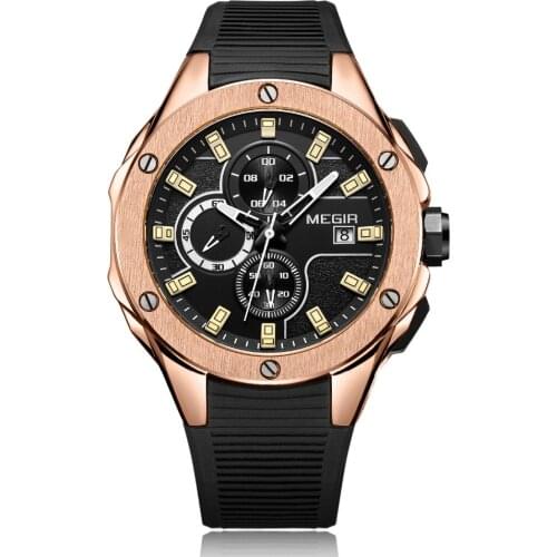 MEGIR Top Brand Men Sport Watch Chronograph Silicone Strap Quartz Army Military Watches Clock Man Luxury Male Relogio Masculino