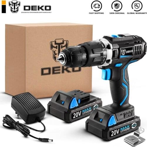 DEKO GCD20DU3 20V MAX Cordless Drill Electric Screwdriver Engraver Mini Drill Lithium-Ion Battery LED Light Home DIY