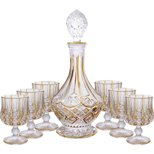 Europe Luxury Crystal Glass Fashion Whiskey Glass Bottle Personalized Birthday Gift Set Chopeira Portatil Bar Wine Set Ec50jj