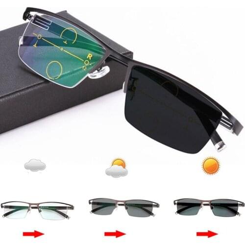 Photochromic + Progressive Multifocal Multifocus Reading Glasses Transition Sunglasses Men Eyewear Hyperopia Presbyopia Oculos