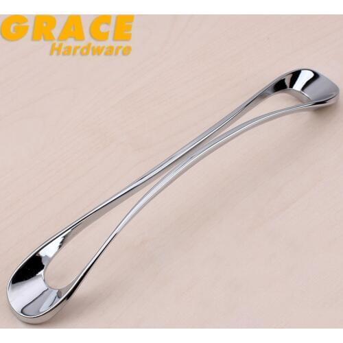 Chrome Cabinet Drawer Knob Modern And Simple European Style Garden Wardrobe Cabinet Handle(C.C:192mm,L:208mm)