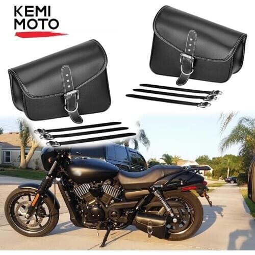 KEMiMOTO Waterproof Leather Saddle bags Swingarm Side Bag Tool Pouch For Sportster XL 883 1200 For Honda Rebel 500 For Triumph