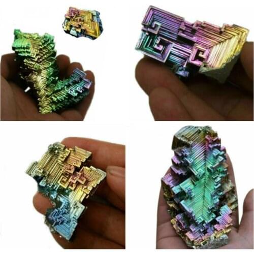 Beautiful gift rainbow bismuth specimen crystal ore healing mineral natural crystal rough Bismuth ore Green metal