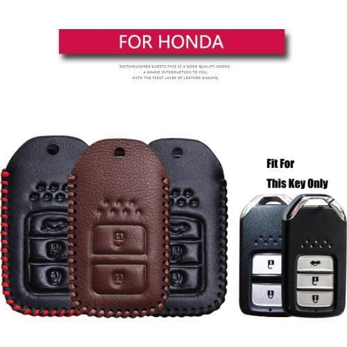 KUKAKEY Leather Car Key Case Cover For Honda Accord Vezel Civic Pilot CRV HRV JAZZ Smart Remote Car Styling Protect Shell Holder