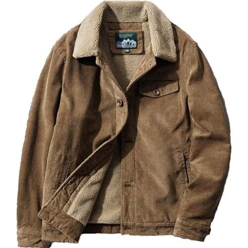 Mcikkny Men Winter Corduroy Jackets Coats Thermal Warm Casual Outwear Tops For Male Windbreak Size M-5XL