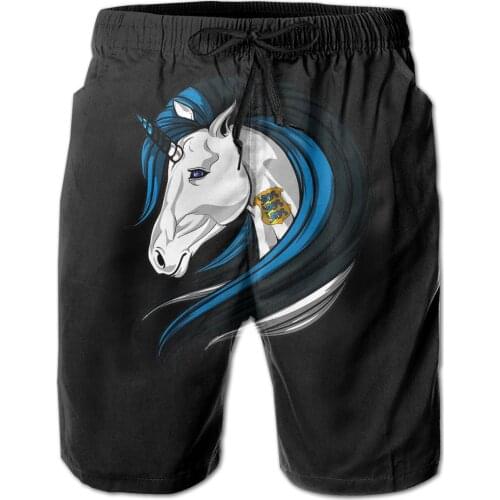 Male Shorts Beach R333 Breathable Quick Dry NerdyLoose Estonia Flag Unicorn Estonian Flag DNA Heritage Ro