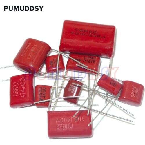 KIT 50PCS=10Value*5pcs Metallized Polyester Film Capacitors CBB Assortment Kit 400V 10nF ~ 3.3UF PUMUDDSY
