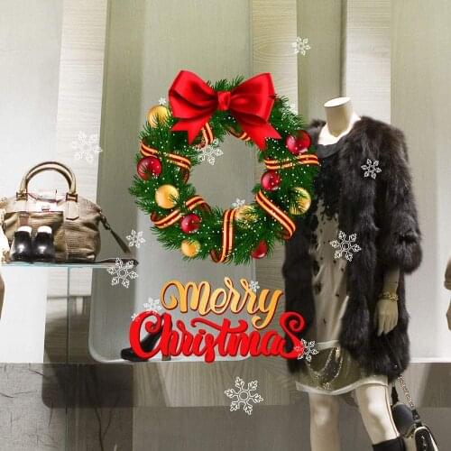 CRNT0133 window sticker Christmas 100% decoration for window shopping stores, without glue, repositionable and reusable at will