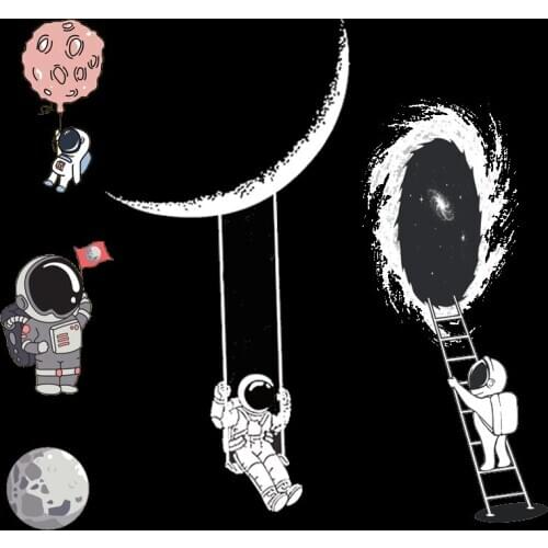 Space astronaut moon patch clothing thermo stickers Iron on transfer for clothing iron on patch heat vinyl transfer applique