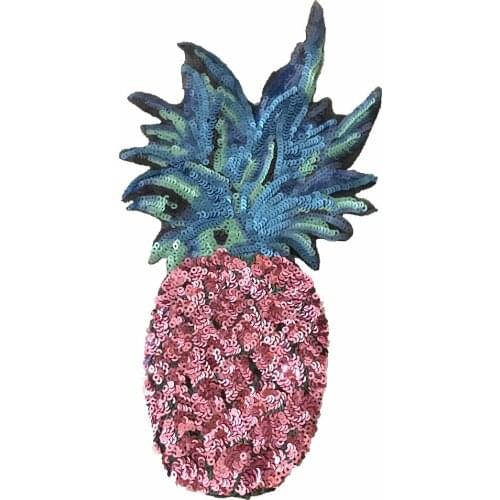 2018 New Pink Pineapple Patches for Clothes T-shirt DIY Decoration Sequins Patch Sewing on Applique Embroidery Patches 2Pcs/set