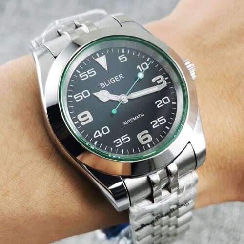 New 36mm Bliger Automatic Men Watches NH35A MIYOTA 8215 Movement Sapphire Crystal Jubilee Strap Screw Down Crown Polished Case