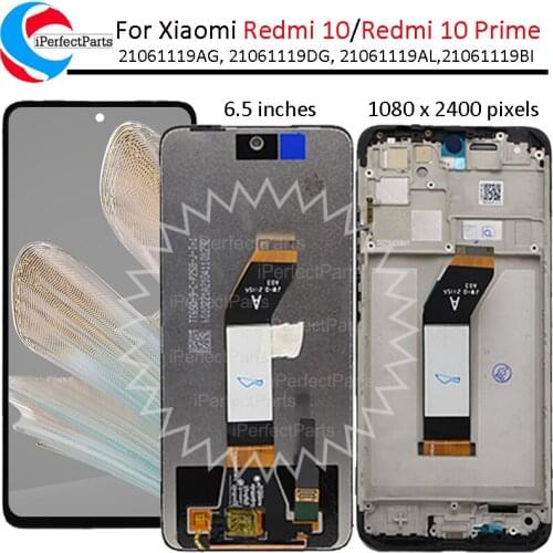 Original 6.5'' For Xiaomi Redmi 10 LCD Display with Frame Touch Panel Screen Digitizer Assembly Pantalla For Xiaomi Redmi 10 LCD