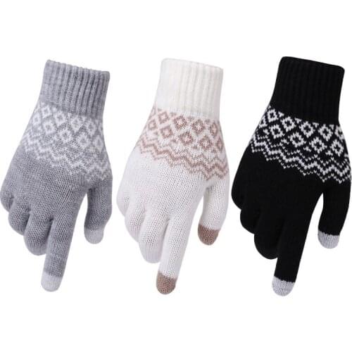 Womens Cashmere wool Knitted Gloves Winter Warm thick touch screen gloves Warm gloves ski gloves Plush gloves