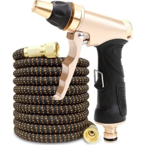 High Pressure Garden Hose Expandable Magic Hose For Watering Car Wash Flexible Pipe With Metal Spray Gun Irrigation Kit Tools