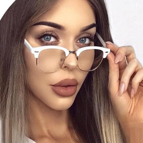Blue light glasses women Transparent Eyeglasses Optical comptuer gaming glasses Men Half Frame Vintage eyewear