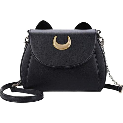 Cat Ear Crossbody Bag for Women Small Shoulder Tote Fashion PU Leather Messenger Handbag Elegant Female Travel Flap Satchel