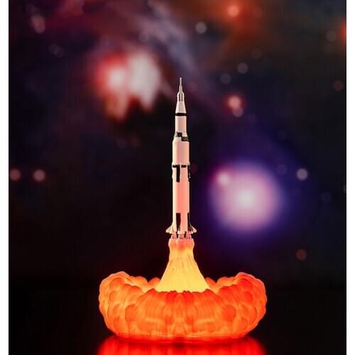 3D LED Moon Lamp Space Shuttle Rocket Night Light 5V USB Rechargeable Bedside Space Lovers Lamp Christmas Birthday Kids Gift