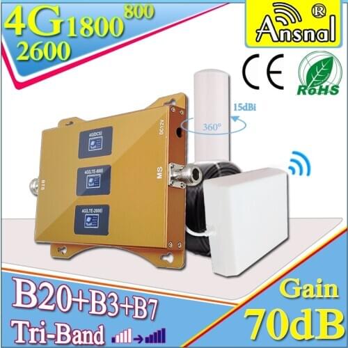Tri-Band 4G Cellular Repeater 800 1800 2600MHz Mobile Signal Repeater GSM 4G Signal Amplifier DCS FDD LTE 4G Cell Signal Booster