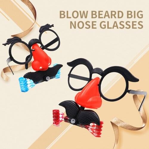 Blowing beard, staring, small glasses, blowing nose glasses (random color)