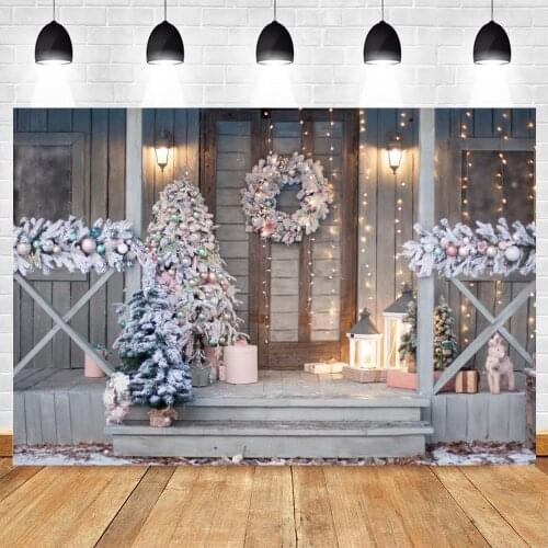 Yeele Doorway Steps Gray Board Winter Backdrop Photography Christmas Background Baby Kids Photocall Photo Studio Photophone