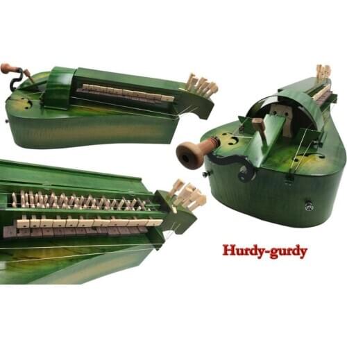 Green color Solid wood 6 strings 24 keys Hurdy Gurdy,Pretty Maple wood back