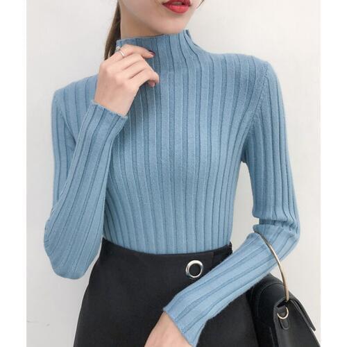 2019 New Fashion Autumn Winter Women Sweater Turtleneck Women Pullover Long Sleeve Casual Loose Sweater Knitted Tops
