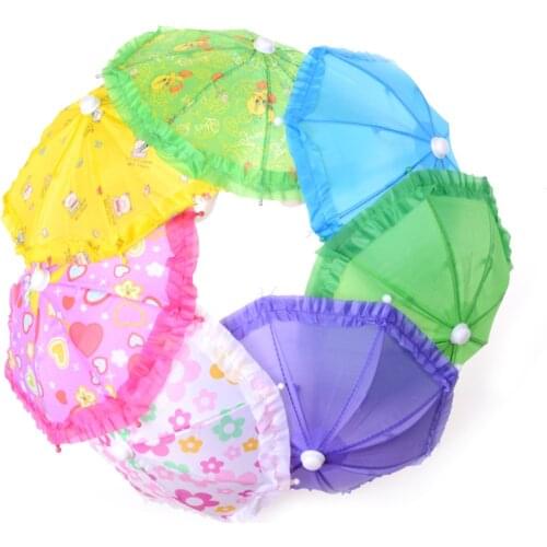 1 Pcs Random Color Lovely Umbrella for 16 Inch and 18 Inch Doll Toys for Girls Christmas Gift Kids Toys Doll Accessories