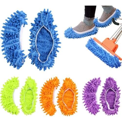 1pc Fashion Cleaning Foot Shoe Cover Lazy Floor Dusting Cleaner House Mop Slipper Microfiber Chenille Shoes Cover