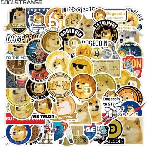10/30/50Pcs cute dogecoin Stickers Toys for childrens motorcycles skateboards phones DIY hand diaries scrapbooks desk stickers