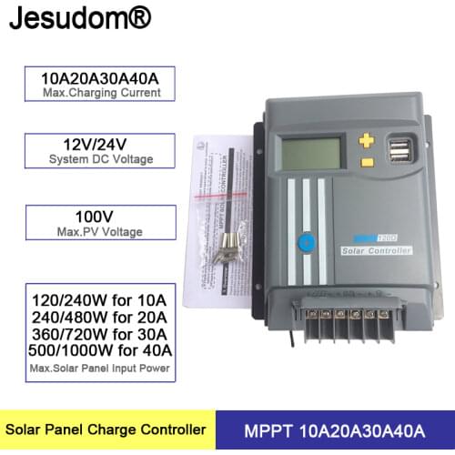 10A 20A 30A 40A MPPT Solar Panel Battery Regulator 12V/24V Dual USB LCD Display with WIFI For Flood GEL LifePo4 or Lithium