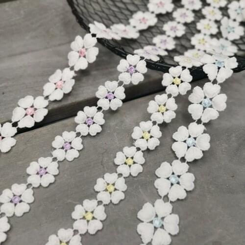 10 Yards Narrow Daisy Flower Lace Ribbon Milk Silk Lace Trim For DIY Garment Crafts Sewing Accessories Veil Trim supply
