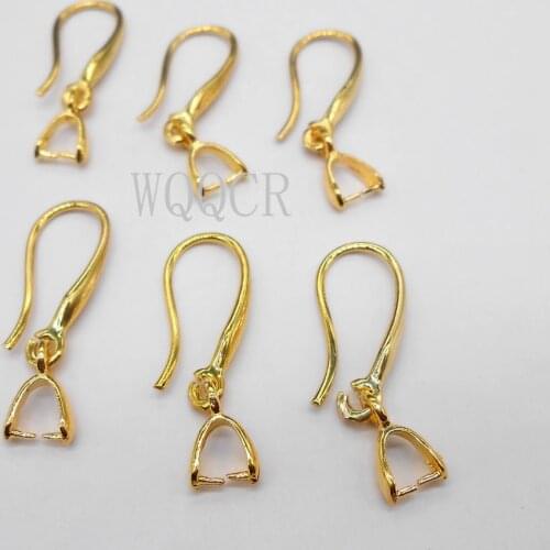 100PCS 18K Gold Smooth Irregular Circle Surface Womens Ear Hook Earrings Blank Base DIY Jewelry Making Result Accessory