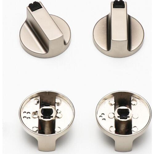 2PCS Metal 6mm/4mm Universal Silver Gas Stove Control Knobs Adaptors Oven Switch Cooking Surface Control Locks