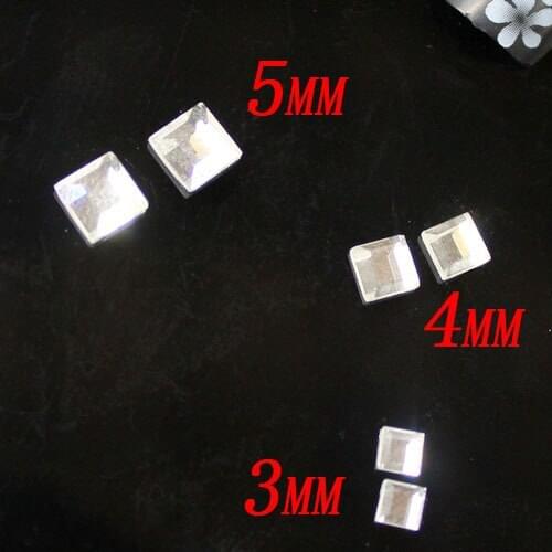 500pcs Square shape Flatback Strass Rhinestones Glass Imitation Glue On Beads For 3D Nails Art Decoration DIY