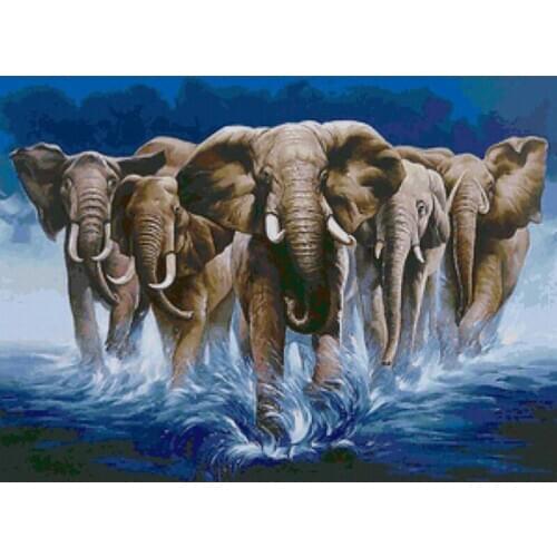 Diamond painting cross stitch Animal diamond mosaic embroidery Animal running elephant full rhinestone decoration paintin