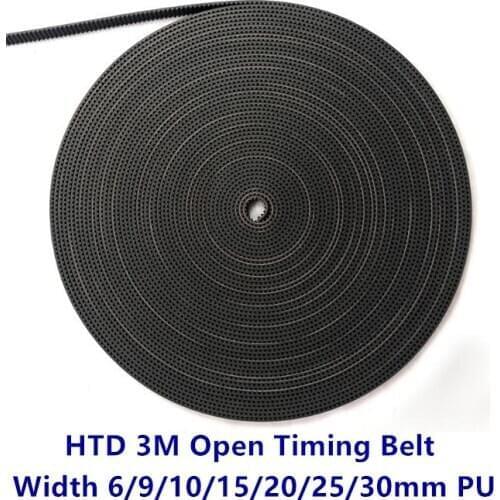 Arc HTD 3M Open Synchronous belt Width 6/9/10/15/20/25/30/40mm 3M-15mm Polyurethane steel PU Black HTD3M timing belt CNC