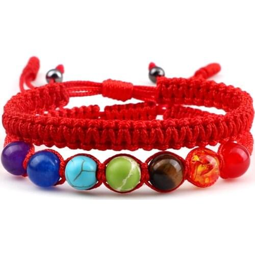 Couple Distance Lucky Bracelet 7 Chakra Black Red White Woven Thread Rope Bracelet Bangles Women Men Charms Bracelet Friend Gift