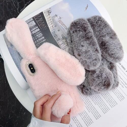 Rabbit Hair Cover Case for Huawei Y9 2019 Y6 Y5 Prime 2018 P20 P9 P10 Mate 10 Lite Honor 10 9 Lite 7C 7A Pro 8X 8C P Smart Cases