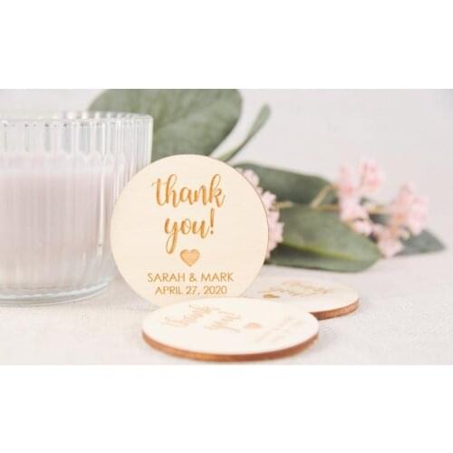 Wooden Wedding Magnets - Small Wedding Thank You favos - Wedding favors for Guests - Wedding Magnets - Personalized Rustic Weddi