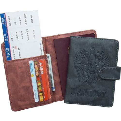 Russian Color mixing double-headed Convenient buckle fashion Passport Cover Built in RFID Blocking Protect personal information