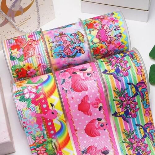 DIY Flamingos Printed Grosgrain Ribbon For Craft Supplies Sewing Accessories 5 Yards, Planar Resins Mold 10 Pieces. 54864