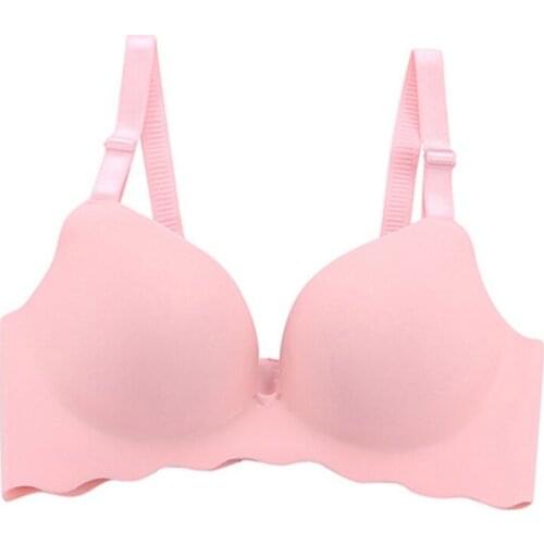 Smooth Wavy Side Sexy Lingerie 3/4 Cup One-Piece No Trace No Steel Ring Solid Color Gathered Bra