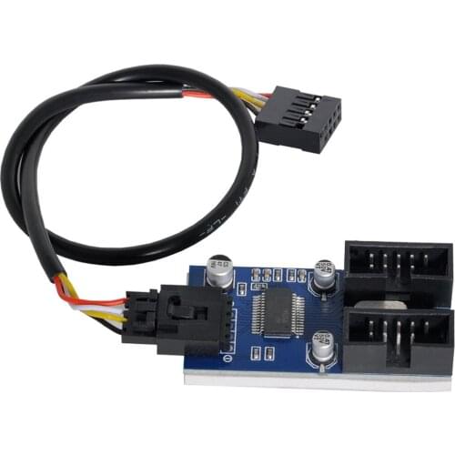 Xiwai 9pin USB 2.0 Header 1 to 2 Female Motherboard Extension Cable HUB Connector Adapter Port Multilier