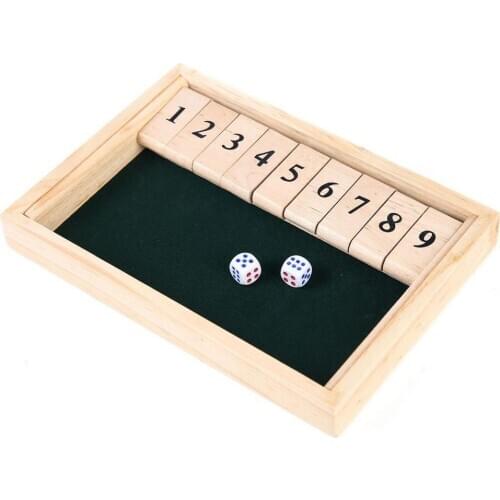 Classic Deluxe 9 Numbers Wooden Shut the Box Dice Board Game for Kids Adults Party Friends Club Fun Table Games