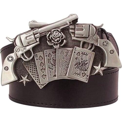 Cool mens Lucky belt Poker gamble Big head belts lucky Playing card belt punk Hip hop decorative gift belts for men rock