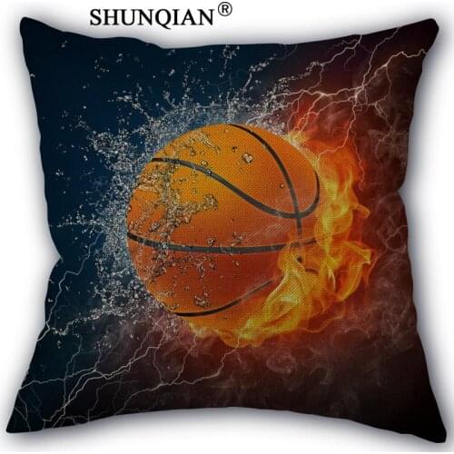 Linen Cotton Pillowcase basketball Printed Pillow Cover Home Textiles Decorative Pillowcase Customize Gift 45x45cm one side