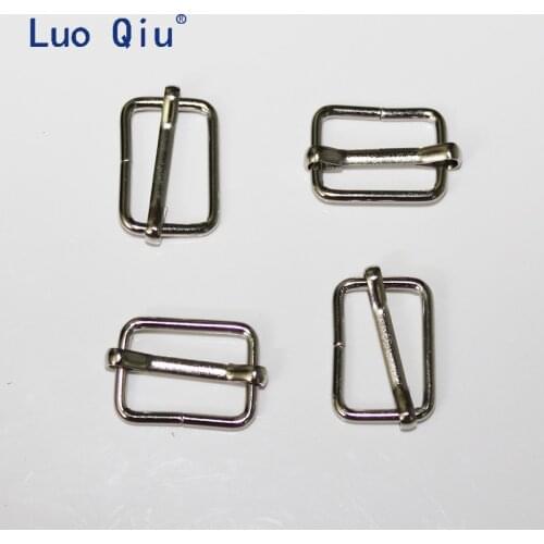 Luo Qiu 100 pcs/lot 20mm Silver Webbing adjustment buckle suspenders buckles Belt Slider Third gear deduction suspender clips