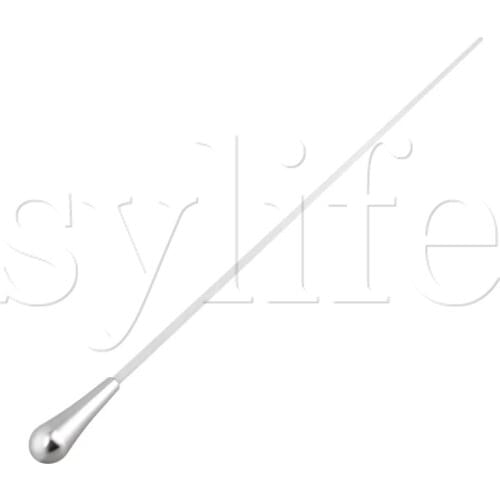 38x2 cm Metal Handle Orchestra Conductor Director Baton Silver